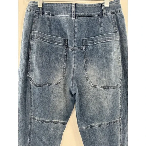 Tibi Jeans Size 6 Vintage Stone Slouchy Rouched Blue Cropped Denim Pants Women’s - Picture 10 of 16